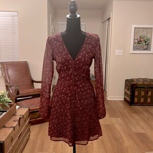 Abercrombie & Fitch Dress with Pockets | Small | Burgundy | Long Sleeves